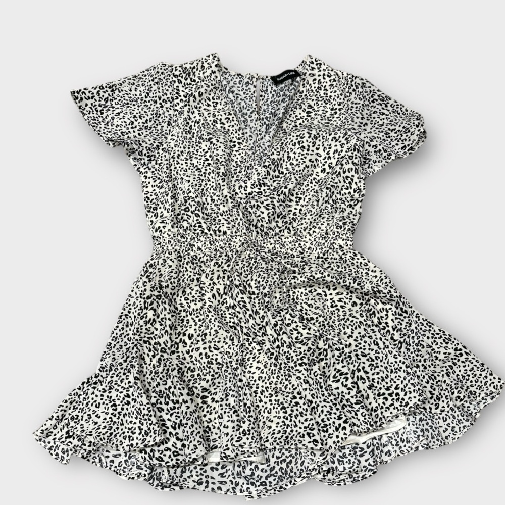 Sugar Lips Leopard Print Drawstring Flowy Romper … - image 2